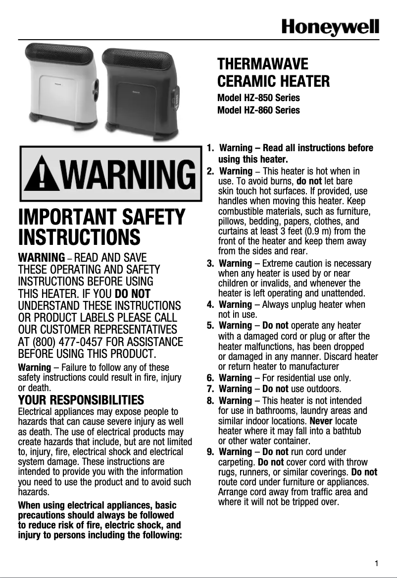 Image de la première page du manuel de l'appareil HZ-860