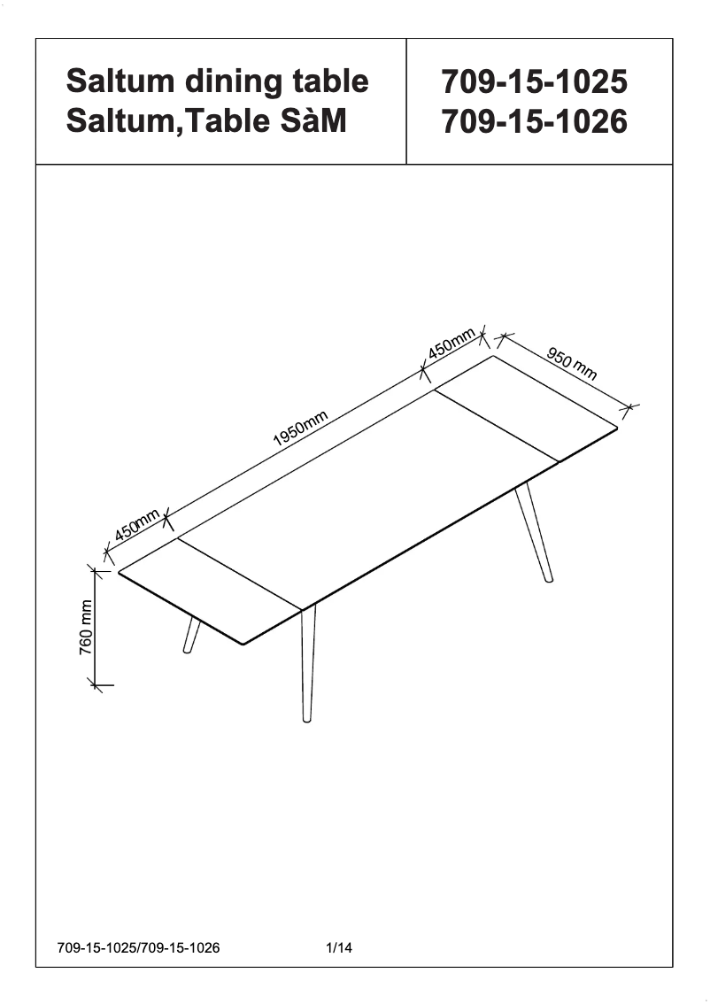 Page 1 de la notice Manuel utilisateur JYSK Saltum