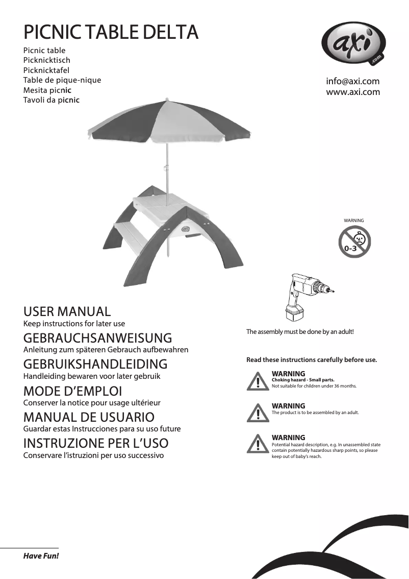 Page 1 de la notice Manuel utilisateur AXI Delta