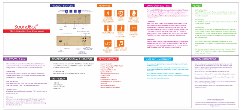 Page n°1 - Manuel utilisateur SoundBot SB1010