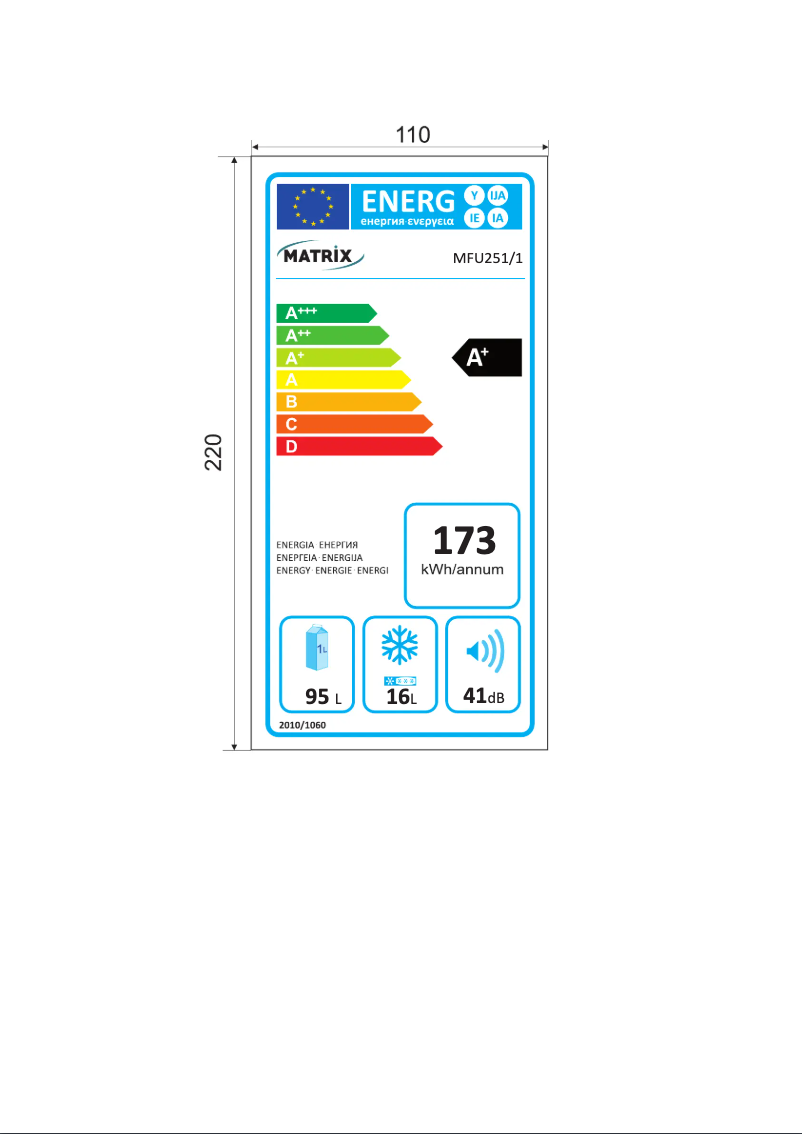 Page 1 de la notice Label énergétique Matrix MFU201