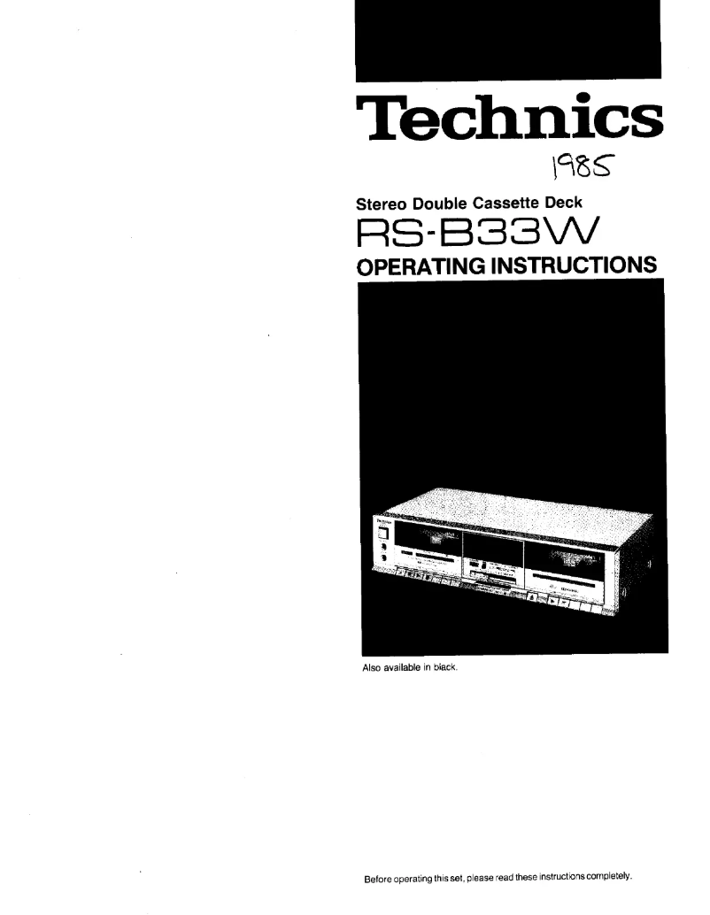 Page 1 de la notice Manuel utilisateur Technics RS-B33W