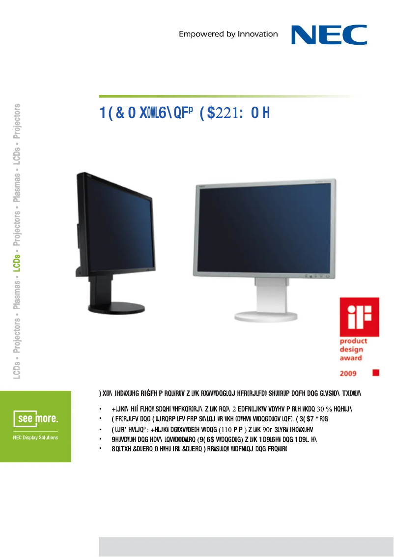 Image de la première page du manuel de l'appareil MultiSync EA221WMe