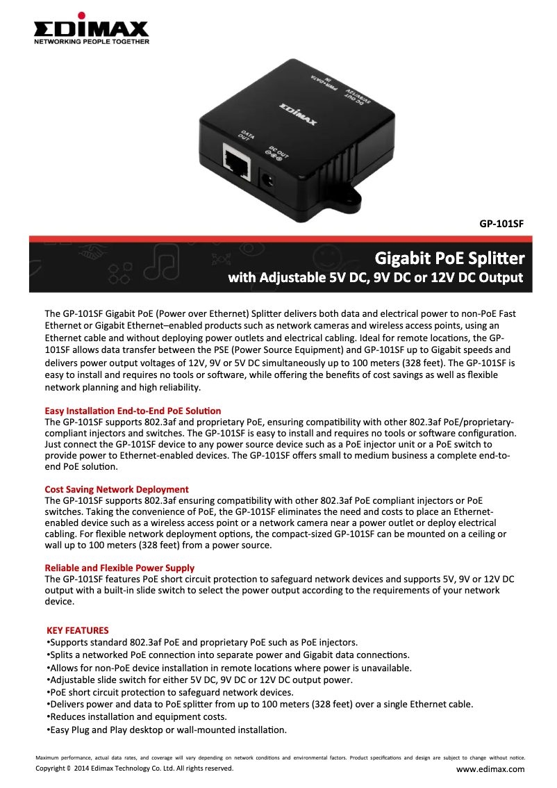 Page n°1 - Fiche technique Edimax GP-101SF
