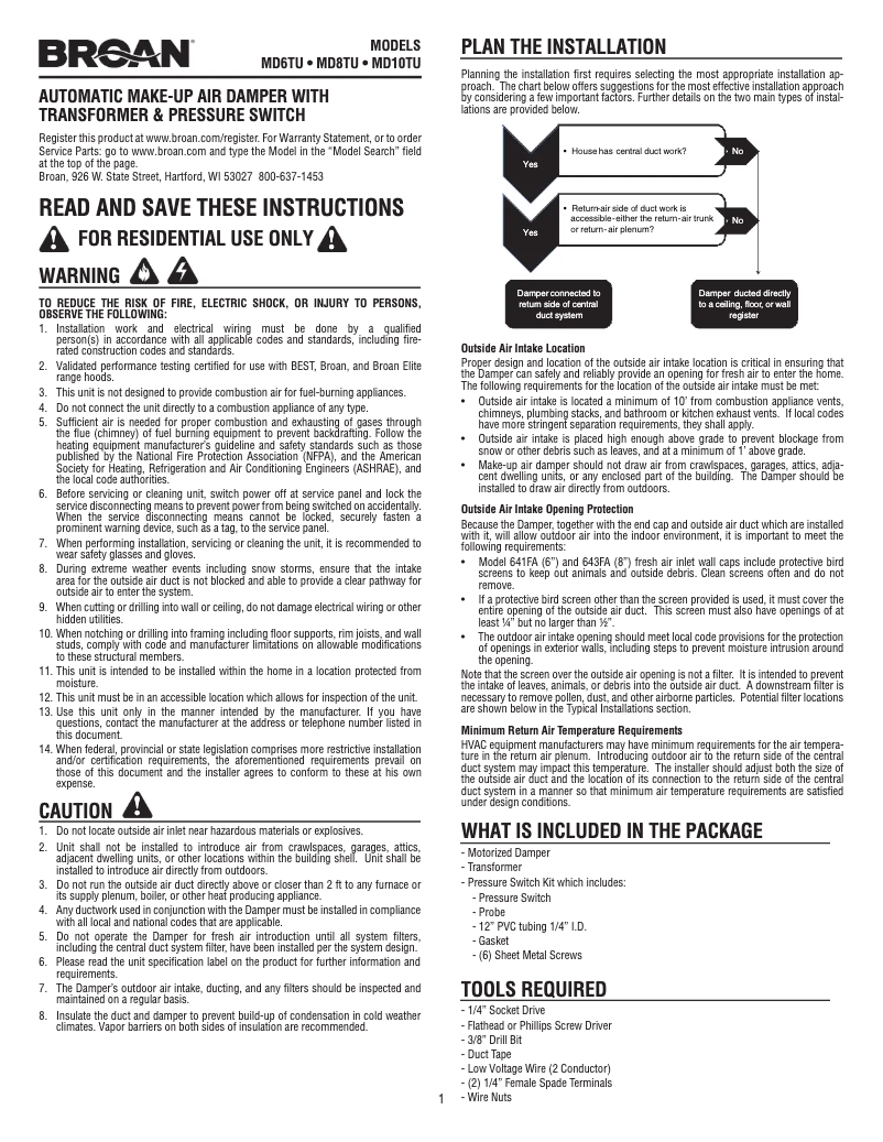 Page n°1 - Manuel utilisateur Best MD8TU