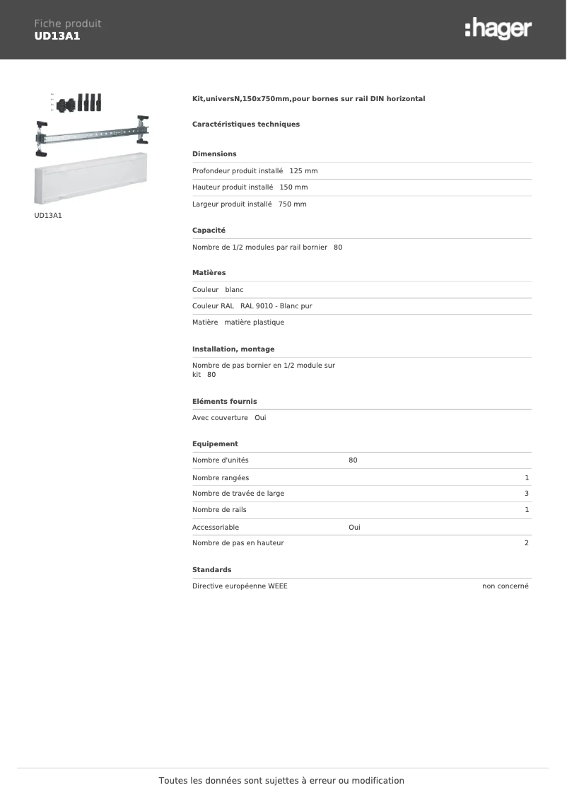 Image de la première page du manuel de l'appareil UD13A1