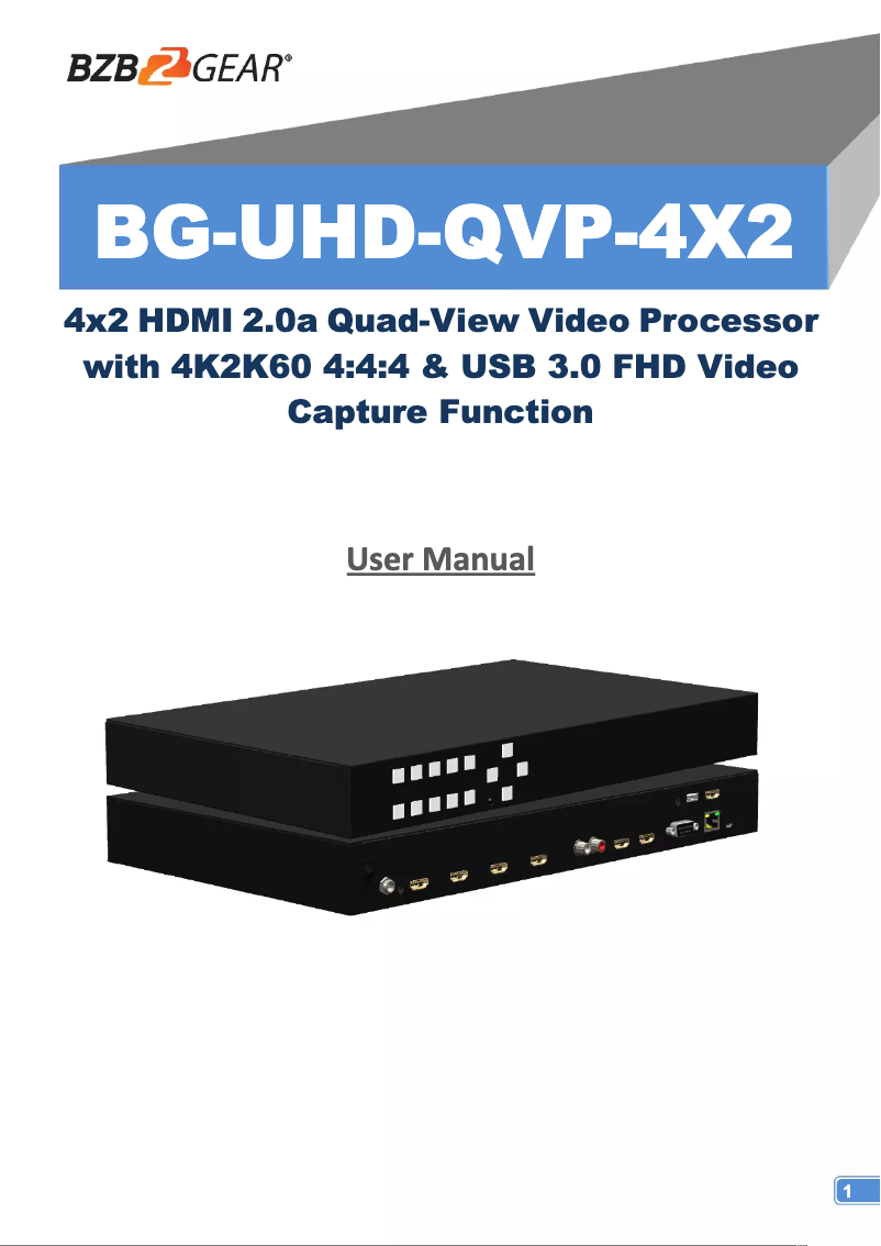 Image de la première page du manuel de l'appareil BG-UHD-QVP-4X2