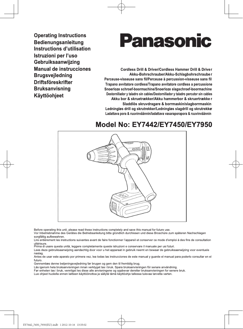 Page 1 de la notice Manuel utilisateur Panasonic EY 7950 LS2S