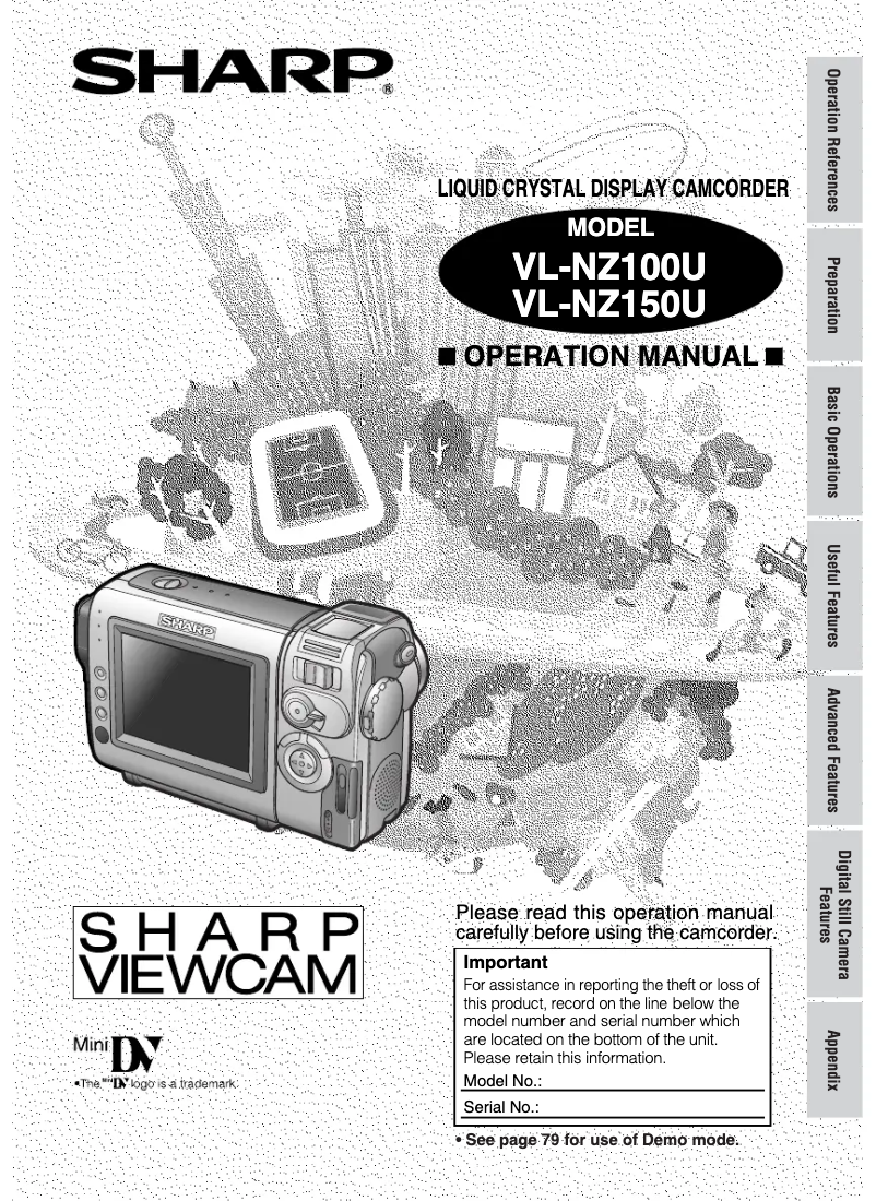 Page 1 de la notice Manuel utilisateur Sharp VL-NZ150U