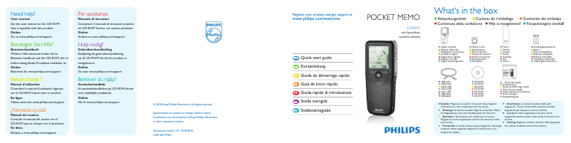 Page 1 de la notice Manuel utilisateur Philips Pocket Memo LFH9375
