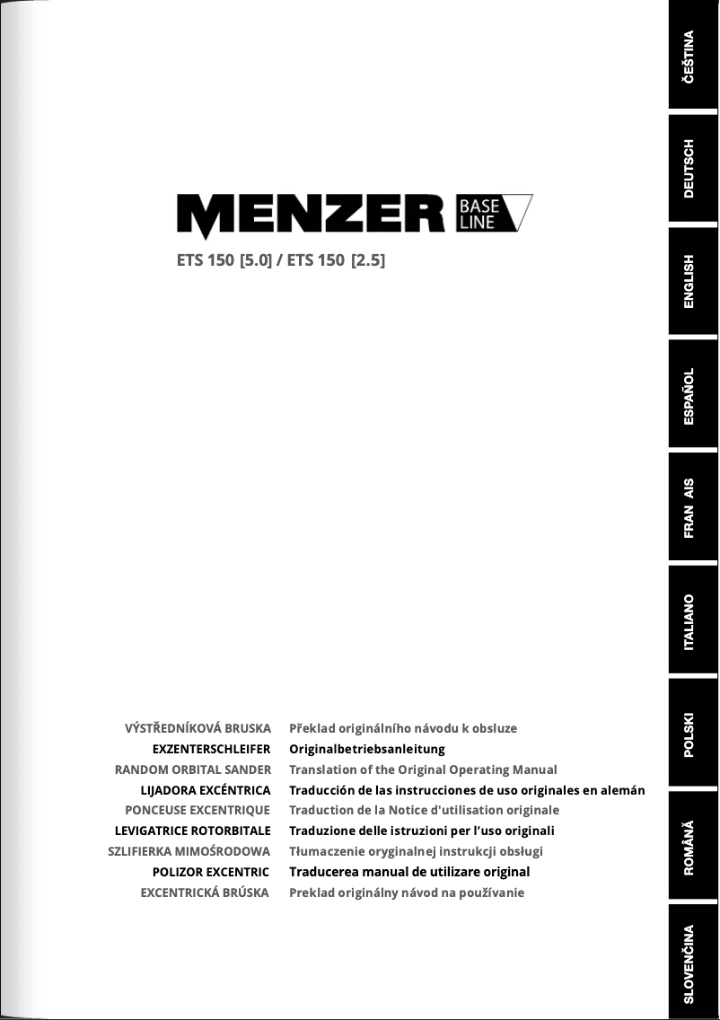 Page 1 de la notice Manuel utilisateur MENZER ETS 150