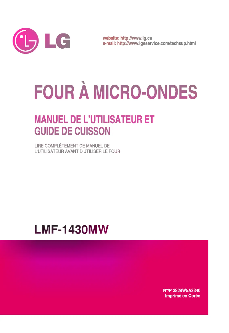 Page 1 de la notice Manuel utilisateur LG LMF-1430MW