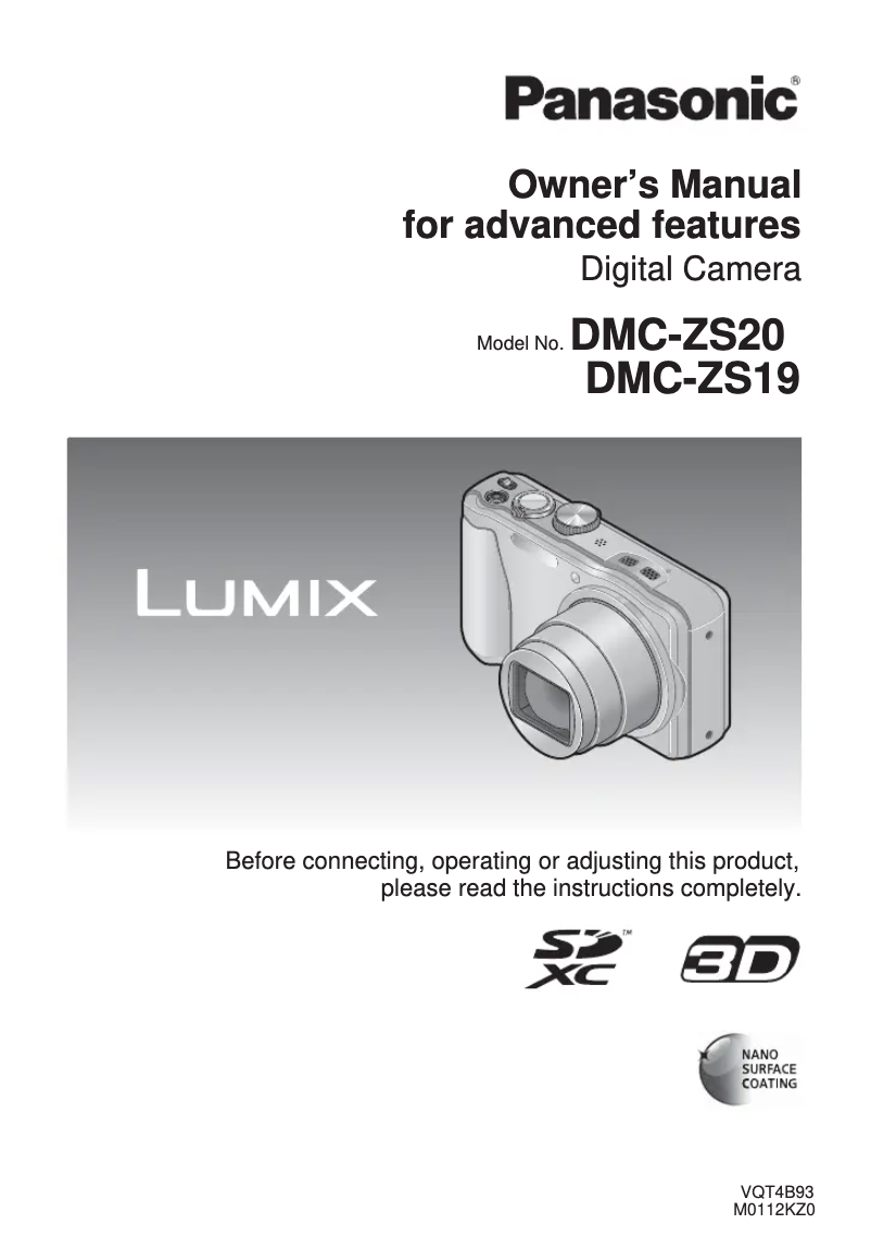Page n°1 - Manuel utilisateur Panasonic Lumix DMC-ZS19K