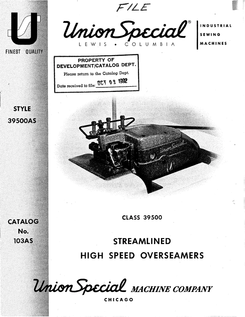 Page 1 de la notice Manuel utilisateur Union Special 39500AS