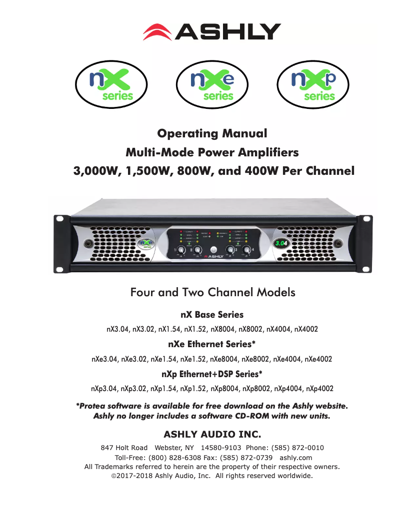 Page 1 de la notice Manuel utilisateur Ashly nXP4004