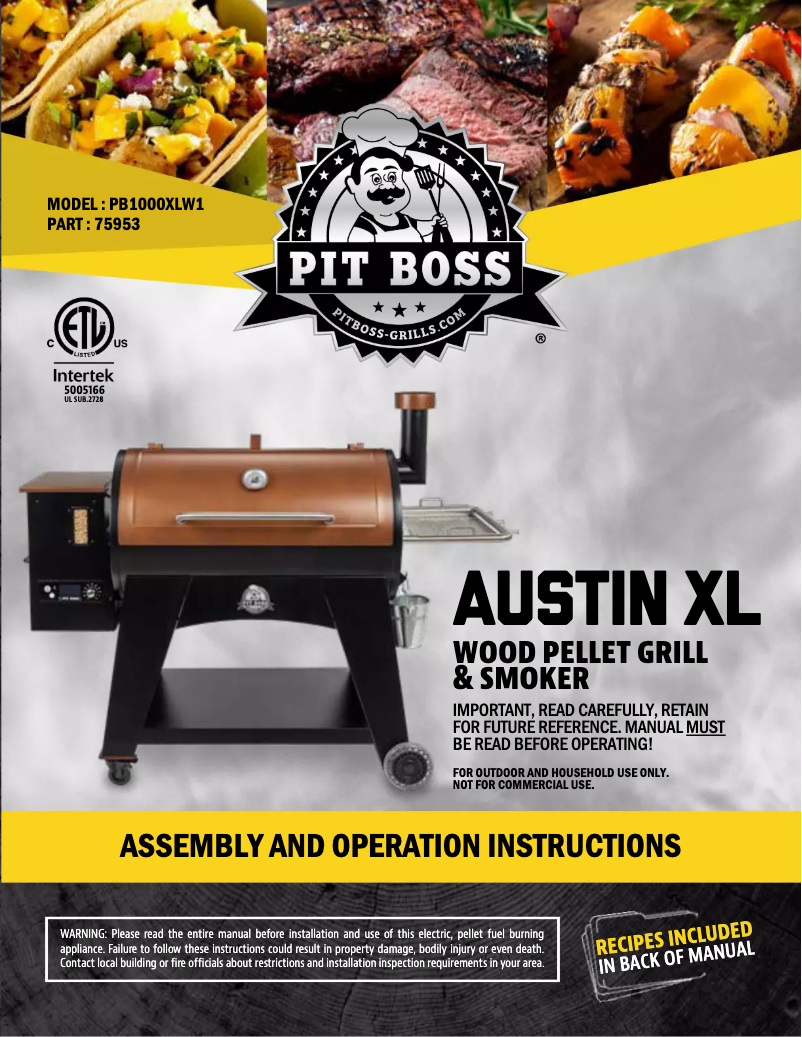 Page 1 de la notice Manuel utilisateur Pit Boss Austin XL