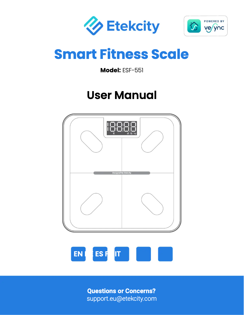 Page 1 de la notice Manuel utilisateur Etekcity ESF-551