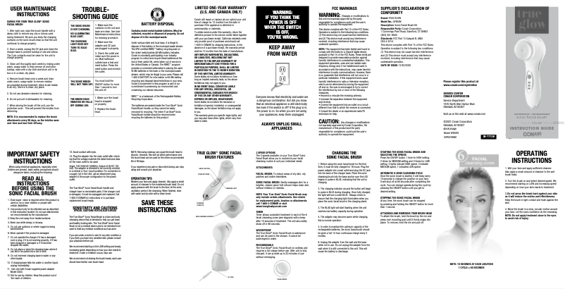 Page 1 de la notice Manuel utilisateur Conair SFB5RX