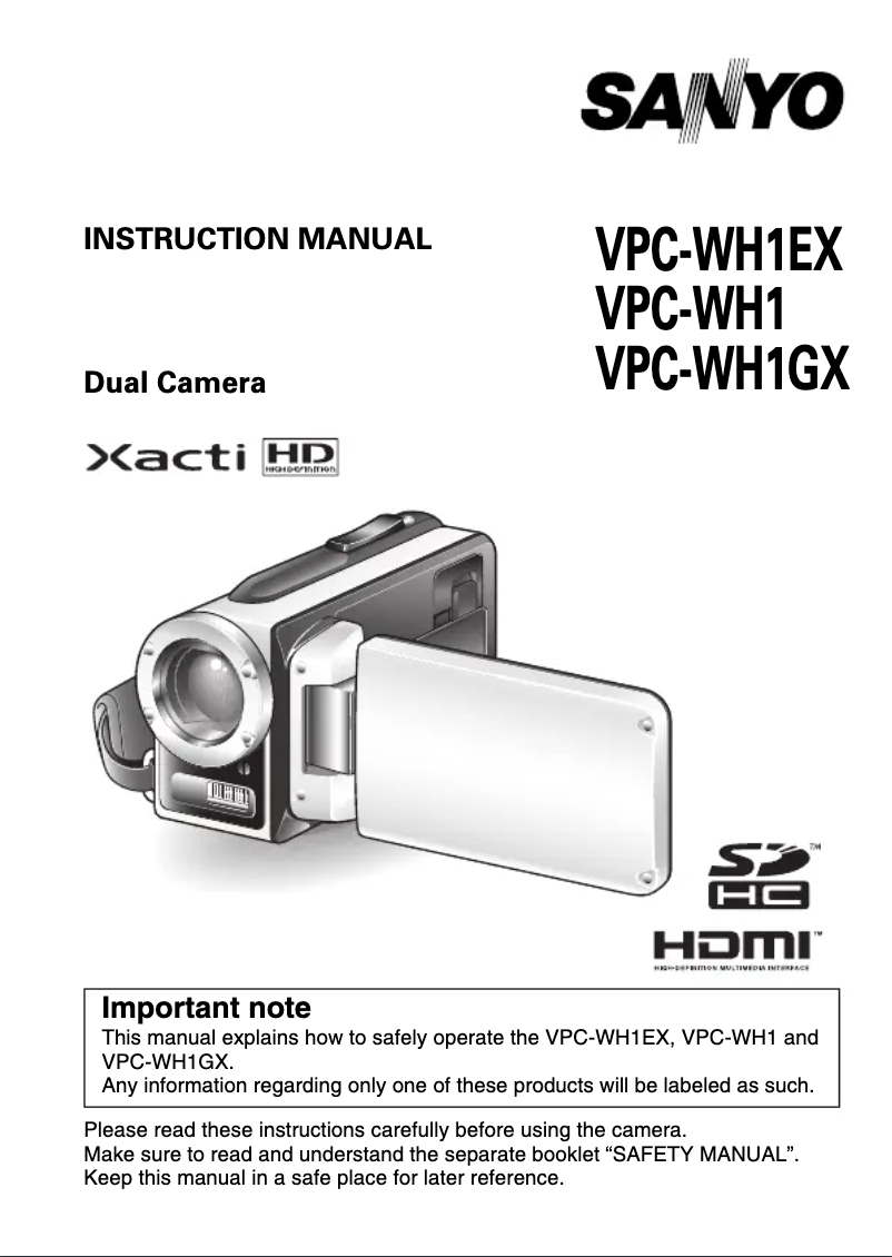 Page n°1 - Manuel utilisateur Sanyo Xacti VPC-WH1GX
