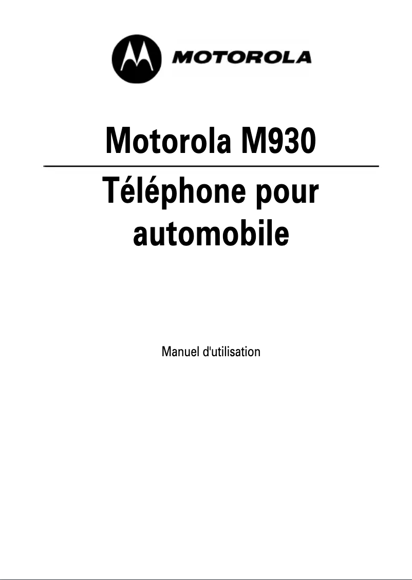 Page 1 de la notice Manuel utilisateur Motorola M930