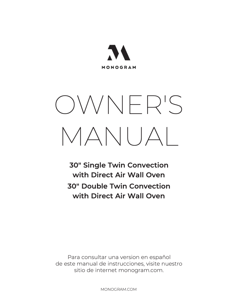 Página 1 del manual Manual de uso y mantenimiento Monogram ZTDX1DPSNSS