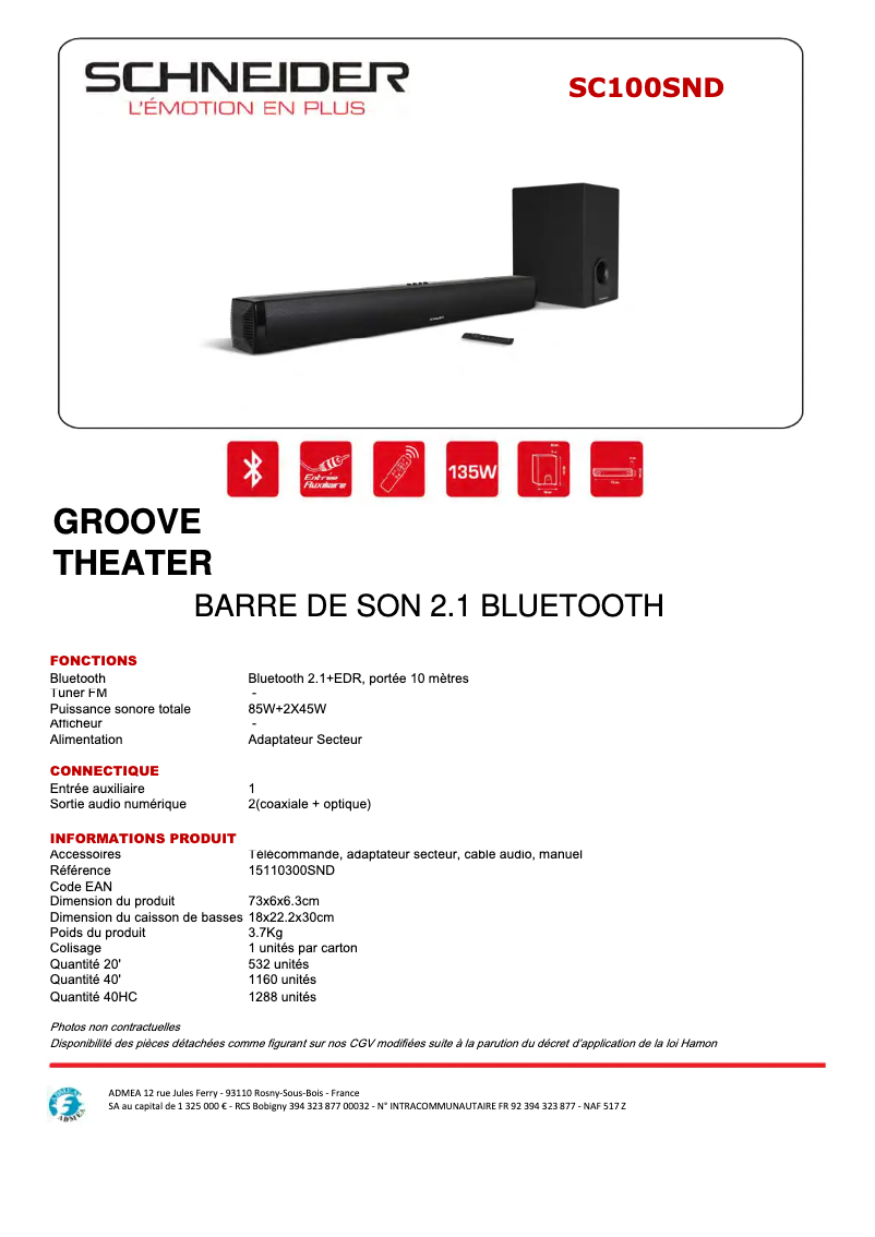 Image de la première page du manuel de l'appareil SC100SND