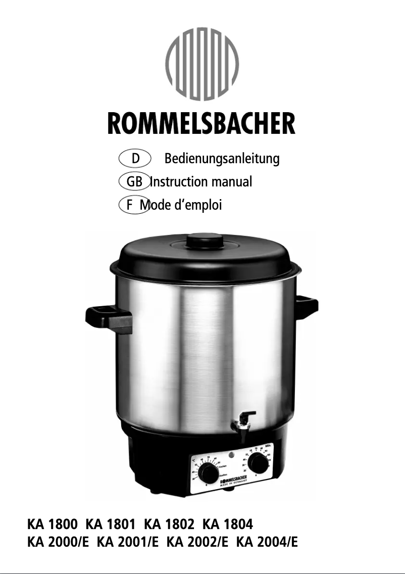 Página 1 del manual Manual de usuario Rommelsbacher KA 2004/E