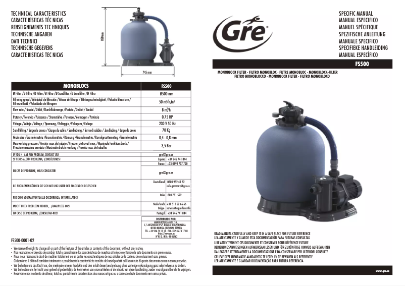 Page 1 de la notice Manuel utilisateur Gre FS500 (CN)