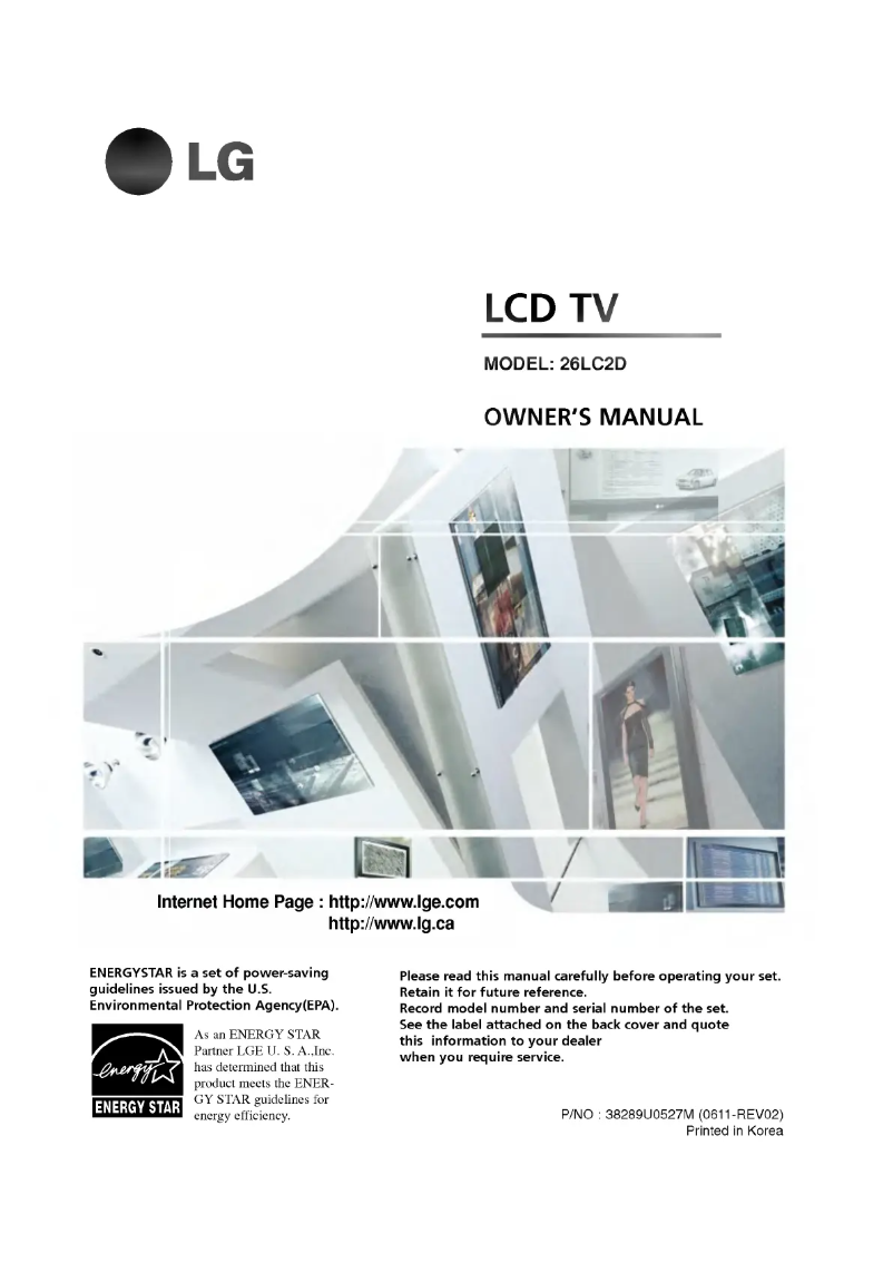 Page n°1 - Manuel utilisateur LG 26LC2D