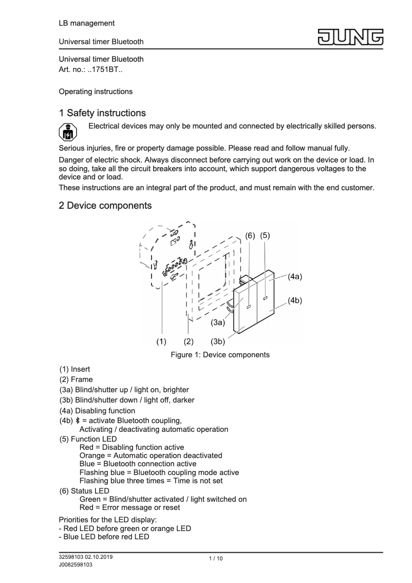 Page n°1 - Manuel utilisateur JUNG ES1751BT