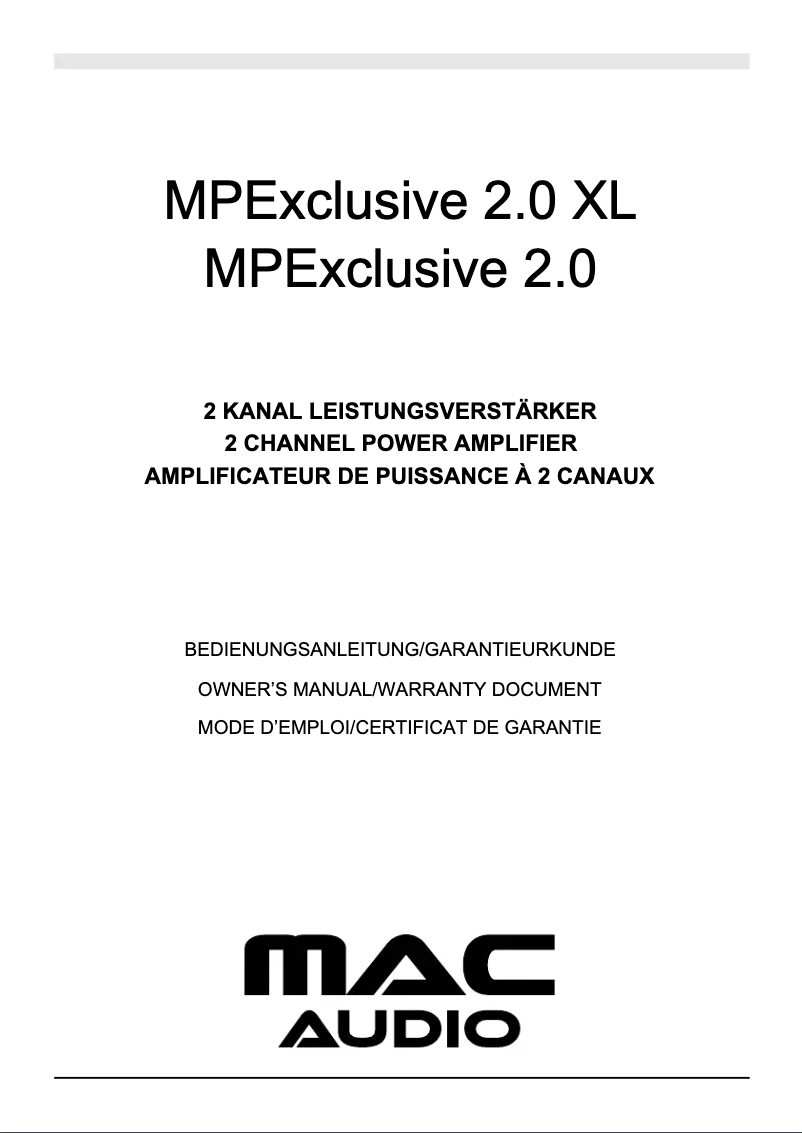 Page n°1 - Mode d'emploi Mac Audio MPExclusive 2.0