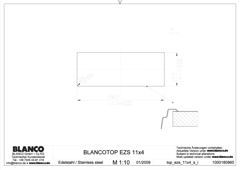Page n°1 - Manuel utilisateur BLANCO EZS 11 x 4