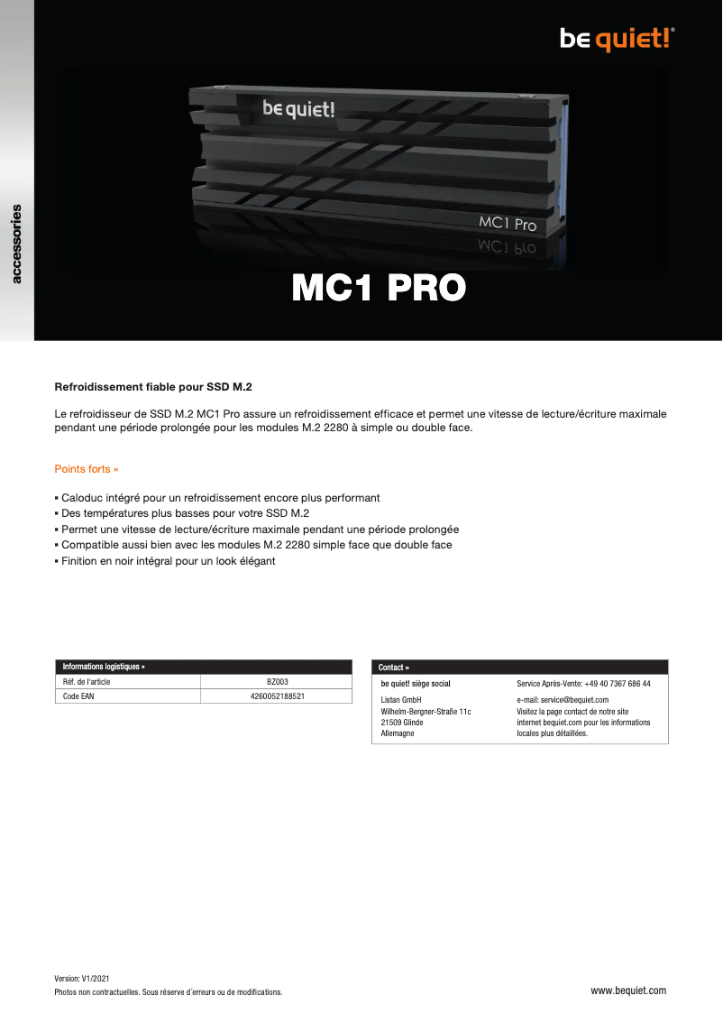 Image de la première page du manuel de l'appareil MC1 PRO