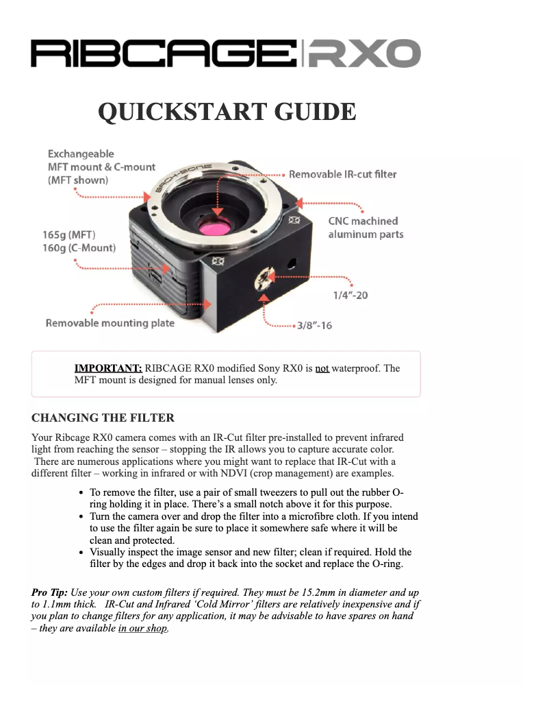 Page 1 de la notice Manuel utilisateur Back-Bone Gear RIBCAGE RX0