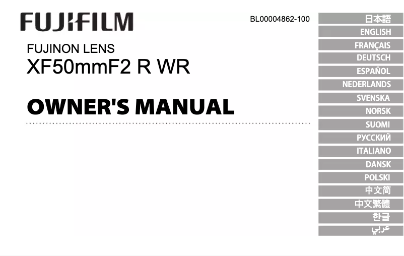 Imagen de la primera página del manual del dispositivo XF 50mm f/2.0 R WR