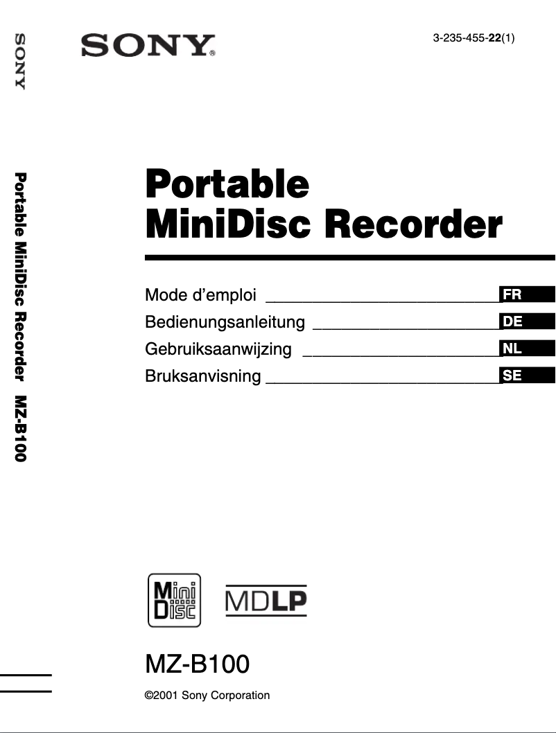 Image de la première page du manuel de l'appareil MZ-B100