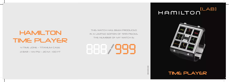 Page n°1 - Manuel utilisateur Hamilton Time Player