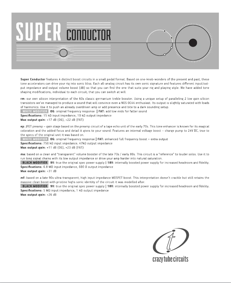 Page 1 de la notice Manuel utilisateur Crazy Tube Circuits Super Conductor