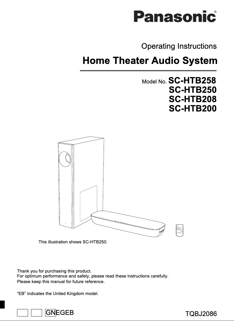 Page 1 de la notice Manuel utilisateur Panasonic SC-HTB258