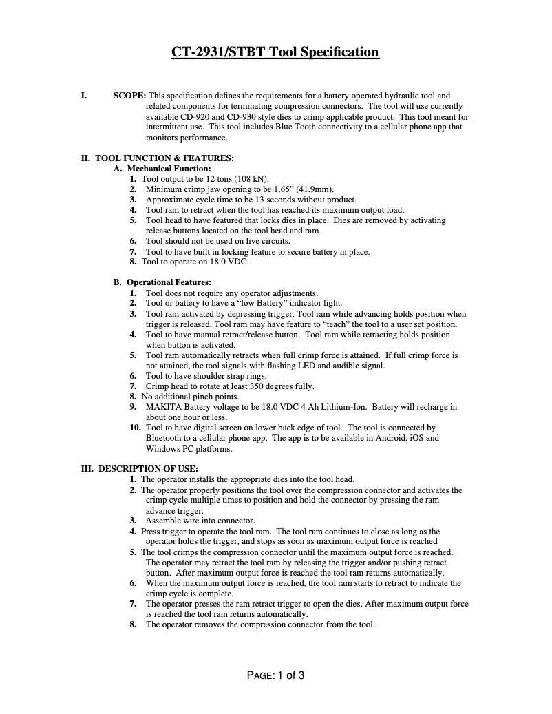 Page n°1 - Fiche technique Panduit CT-2931/STBT