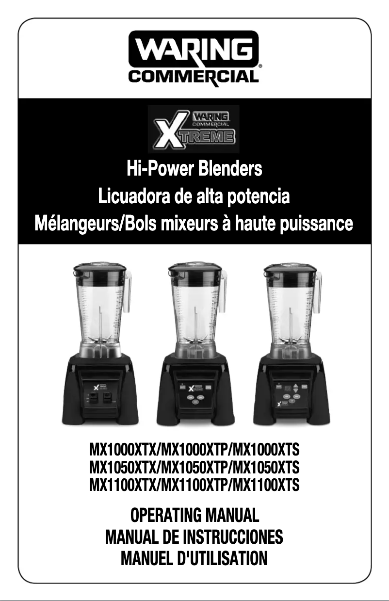 Page n°1 - Manuel utilisateur Waring Commercial MX1100XTP