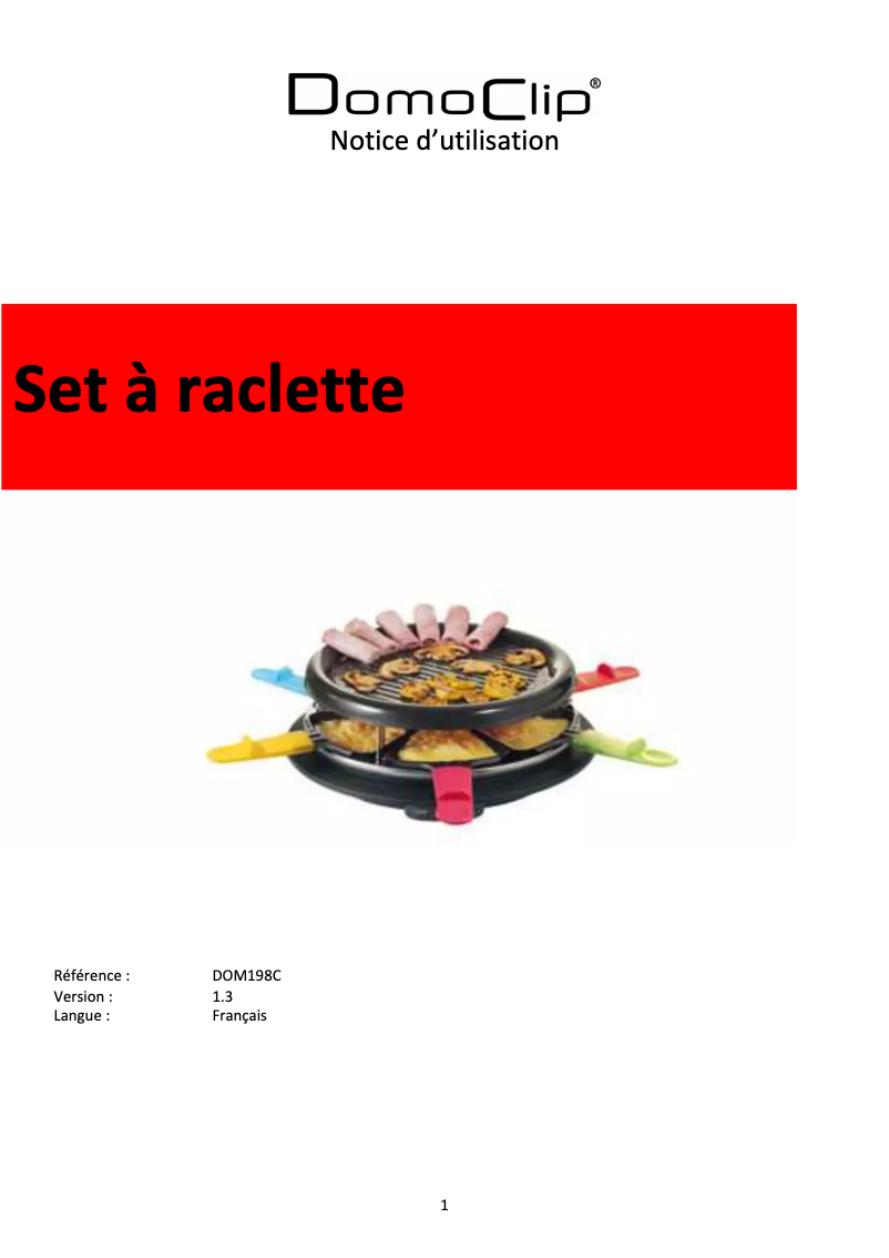 Page 1 de la notice Manuel utilisateur Domoclip DOM198C