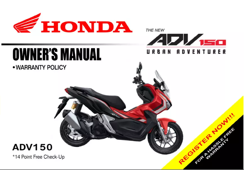 First page image of the manual for ADV150 (2021)