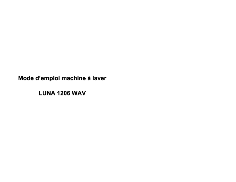 Image de la première page du manuel de l'appareil LUNA 1206 WAV