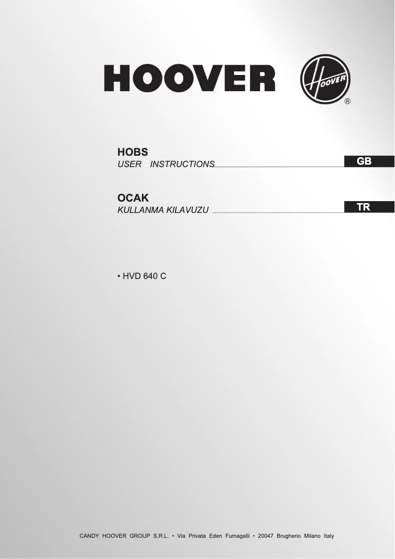 Page 1 de la notice Manuel utilisateur Hoover HVD 640 C/1