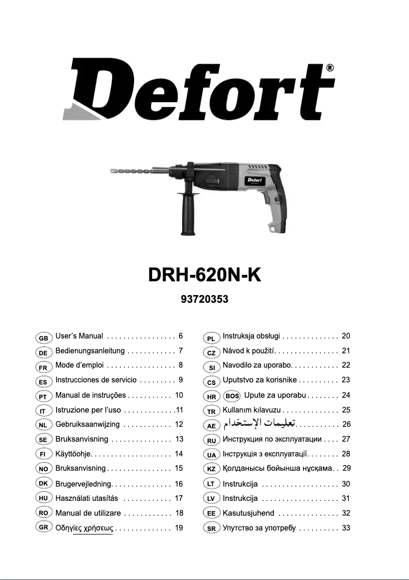Página 1 del manual Manual de usuario Defort DRH-620N-K