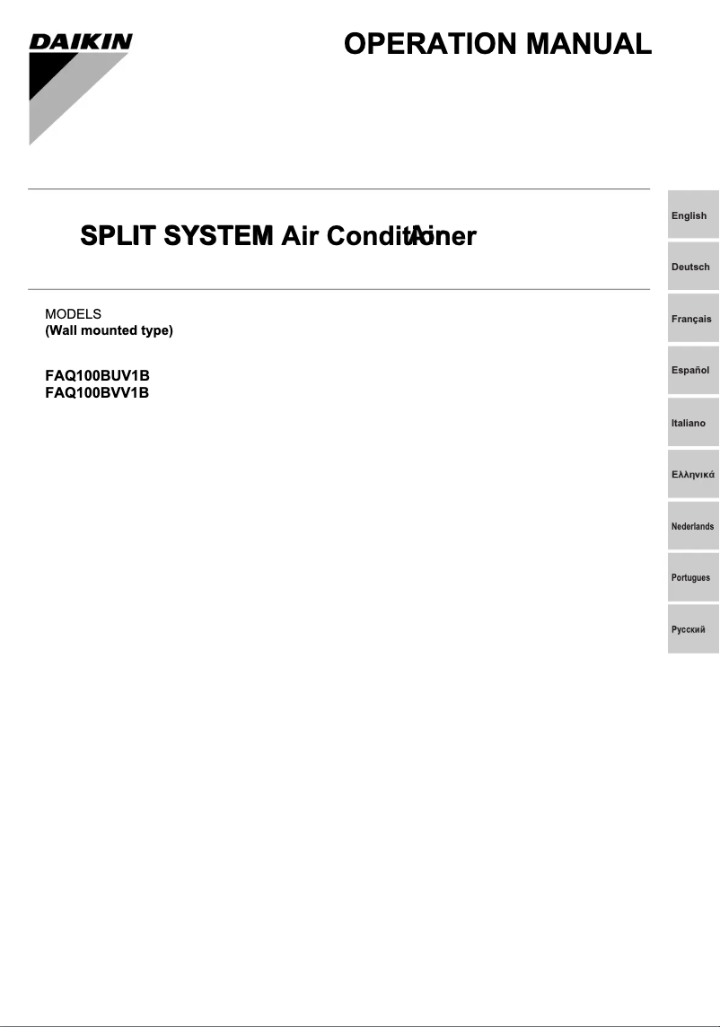 Page 1 de la notice Manuel utilisateur Daikin FAQ100BVV1B