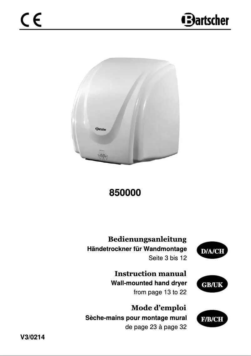 Página 1 del manual Manual de usuario Bartscher SC-AKX14EG