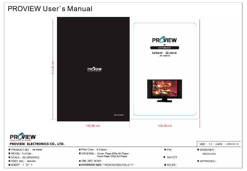 Page n°1 - Manuel utilisateur Proview PA-19JK7