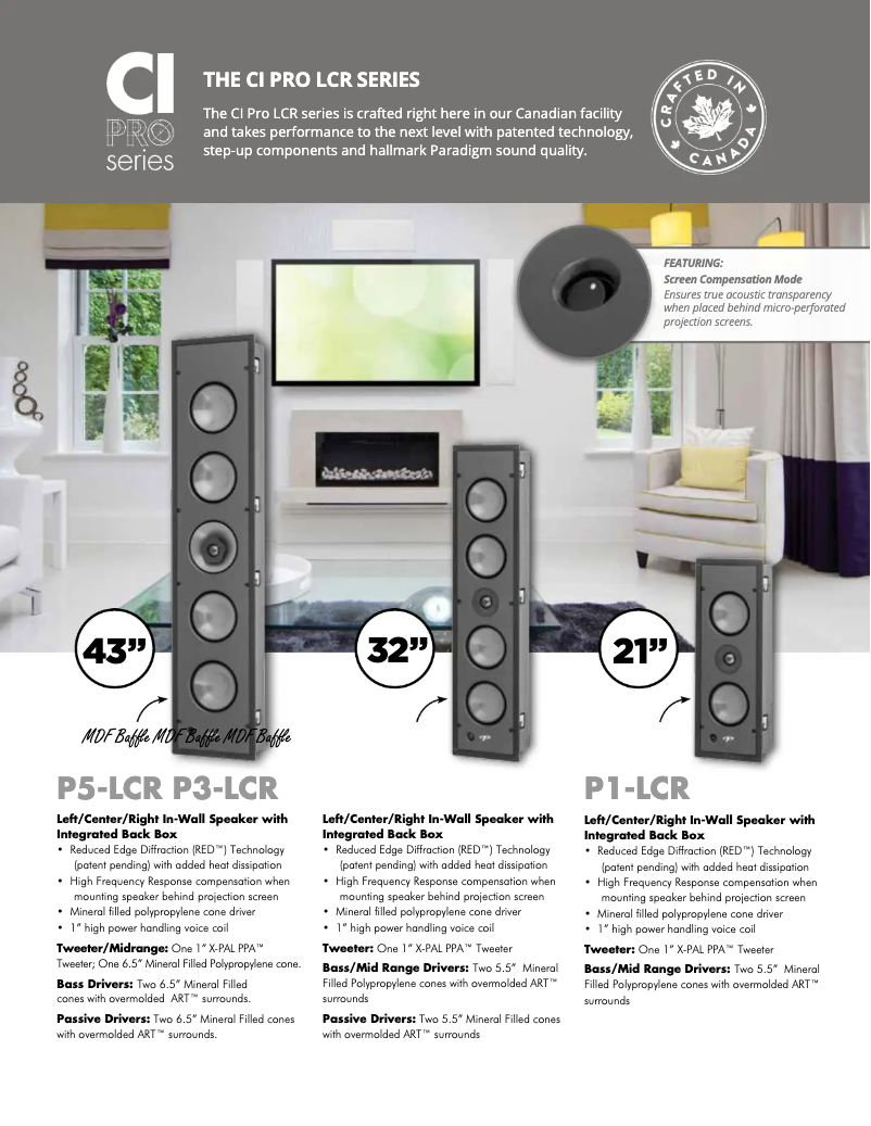 Page 1 de la notice Fiche technique Paradigm CI Pro P1-LCR